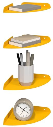 vidaXL Schwebendes Regal mit Regal 4 pcs Senfgelb 18 x 18 x 2 cm, Wohnzimmer, minimalistisches Design, schwebendes Regal, platzsparend, Moderne Wandmontage für Deine Deko