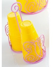 PORTA BICCHIERI BRANDANI DECORO FARFALLA COLORE ROSA 18 X 9 X H 23,5 ART. 56487