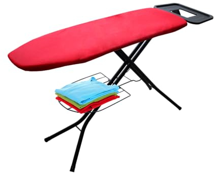 Bastilipo - Tabla de Planchar, 120 x 38 cm, con Soporte híbrido y Bandeja para Ropa, Burdeos