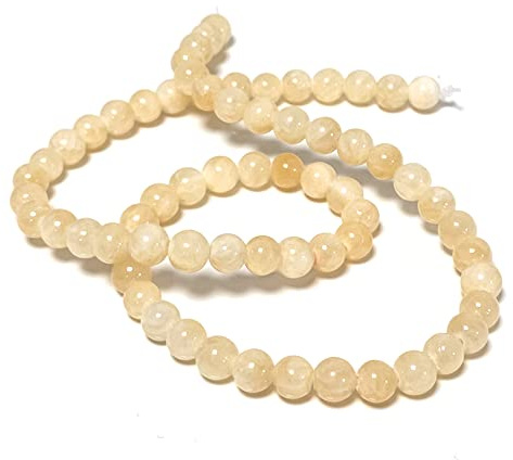 Yellow Honey Jade Beads Plain Round 6mm Strand of 55+