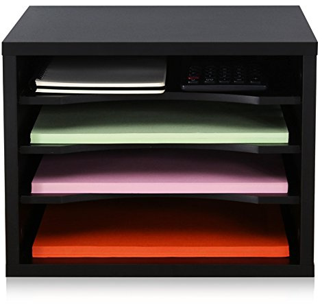 FITUEYES Wood Desk Paper Organizer for Home Office, Black