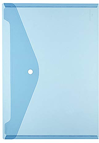 herlitz Dokumententaschen A4 aus Kunststoff, mit Druckknopfverschluss, blau transparent, 6 Stück