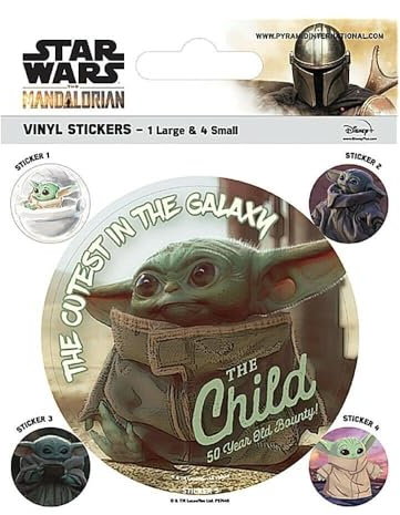 Set of 5 Genuine Star Wars The Mandalorian The Child Vinyl Stickers Gadget Decals