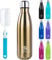 BOGI Insulated Water Bottles,750ml Metal Water Bottle,Leakproof Stainless Steel Water Bottle Keep Hot and Cold Water Bottle Bike Gym Sports Water Bottle for Girls Kids with Cleaning Brush(Champagne)