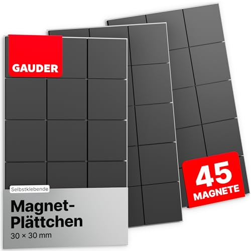 GAUDER Magnetplättchen selbstklebend groß (30 x 30 mm) | Selbstklebende Magnete | Klebemagnete für Fotos & mehr