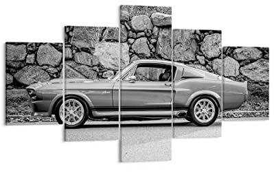 Mehrteilige Bilder auf Leinwand Auto Ford Mustang Leinwandbild 125x70cm Wandbilder Dekoration Wohnzimmer Schlafzimmer Set 5 teilige Klein Wanddeko Bild Wand Kunstdruck Art Decor Canvas EA125x70-5011