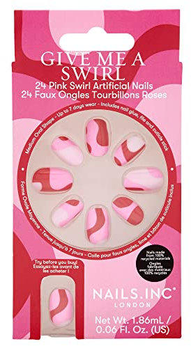 Nails Give Me A Swirl Pink Artificial Nails Pack of 24, Variety Pack