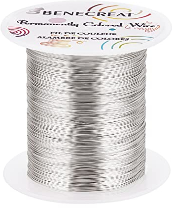 BENECREAT Filo d'argento resistente all'ossidazione, 0,3 mm, 150 m, per perline e altri gioielli artigianali