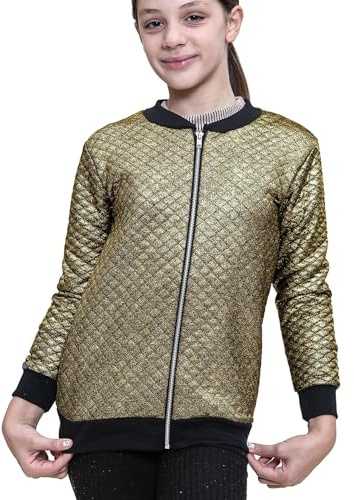 A2Z 4 Kids Girls Shiny Golden Jacket Quilted Fashion Bubble Coat Urban Winter Wear Round Neck Coat for Girls Age 7-8, 9-10, 11-12 & 13 Years