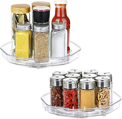 YOUXIU 2 Pack Lazy Susan Drehteller Organizer(23cm), Gewürzhalter Drehbar Schrank Küchen Organizer Aufbewahrung, Kühlschrank Drehplatte Turntable Organizer Aus Kunststoff für Öl Gewürze