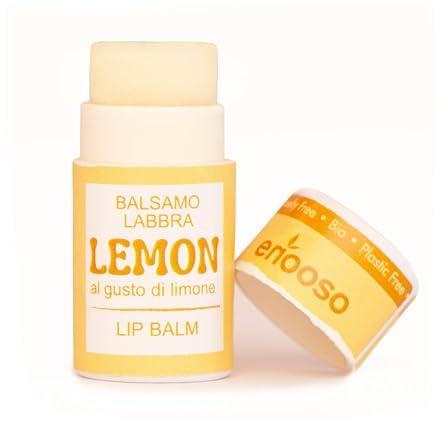 Enooso - Lippenpflege mit Zitrone für trockene Lippen 10 mL - Natürlicher Lippenbalsam mit Sheabutter, Mandelöl und Vitamin E - Feuchtigkeitsspendend Lip Balm für trockene und rissige Haut