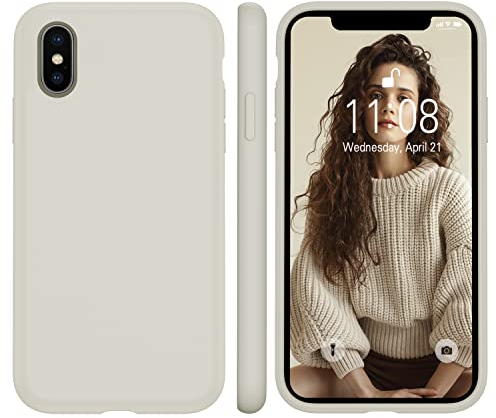 WXX iPhone X Hülle Silikon Case, Hanyhülle iPhone XS Ultra Dünn mit Microfiber, Flüssig Silikon Gel Gummi Kratzfeste Schutzhülle Matt Hülle für iPhone X/XS 5.8'' Light Gray