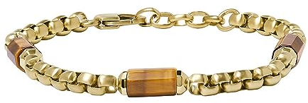 Fossil Edelstahlarmband für Herren mit Karabiner oder Faltschließe, Gelbgold