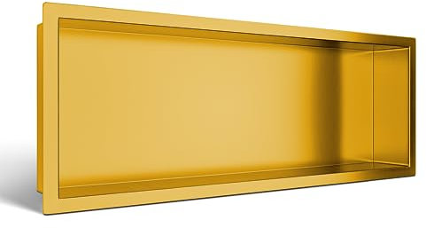 BALNEO Wall-Box ONE Nicchia Oro Acciaio Inox 60x20x10cm, Doccia in Nicchia a Parete Oro, Impermeabile, Installazione in Nicchia Flessibile, Nicchia per Utensili da Bagno, Senza Piastrelle