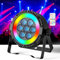 Ukfog 7LEDs + 48 SMD LED Bühnenleuchten 2-in-1 LED Par RGBW/DMX DJ Lichter 6/10CH Partylicht 4 Kontrollmodi Modus Led Strahler DJ Lichteffekt für Bar/Party/Hochzeit/Studio/Halloween