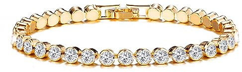 Cubahop Rhinestone Infinity tennis bracelet amitié bijoux pour femmes et filles (B-Or)