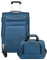 COOLIFE Koffer Trolley Koffer Reisekoffer von 4 Rollen Stoffkoffer Handgepäck TSA-Schloss Der Koffer Enthält 1 Große Umhängetasche (Mittlerer Koffer-Set 2tlg, blau+Silber)