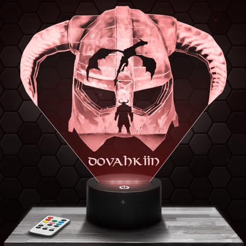 Dekorative LED Nachttischlampe Dovahkiin The Elder Scrolls S, Geschenk für Teenager, Zubehör Dovahkiin The Elder Scrolls S Gaming Gamer Videospielejugendzimmer Junge Büro deko Geschenk Weihnachten