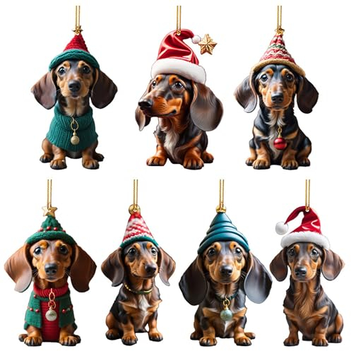Rufevee Weihnachtsbaumschmuck Anhänger Weihnachtsdeko Acryl Dackel Weihnachts Deko Cartoon Dinosaurier Weihnachten Deko Weihnachtsbaum Anhänger Christmas Ornament Weihnachten hängen Anhänger Geschenk
