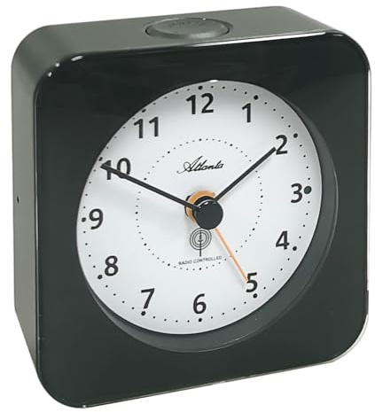 Atlanta Funkwecker Reisewecker Radio Controlled Analog Licht Snooze Crescendo Zahlen - 1846/4 (Anthrazit)