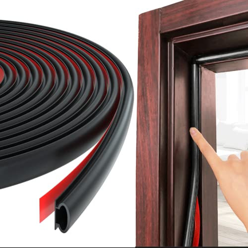 Guarnizione per Porta Finestra Adesiva,Paraspifferi Guarnizioni di D-profilo Insonorizzata,Gomma Sigillatura in Striscia Blindata,l'isolamento del Telaio della Porta per fessure nelle (3M, Nero)