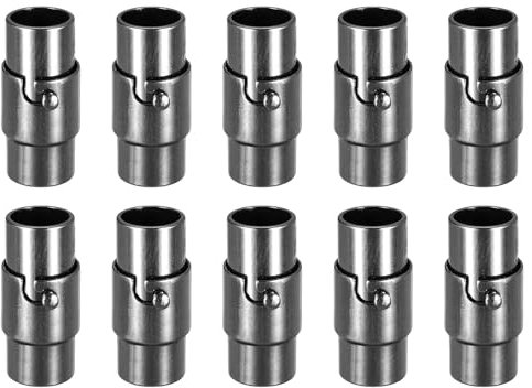 QUARKZMAN Leder Kordel Endkappen Armband Verschluss, 10 Stück 6mm Loch Magnetische Verschlüsse für Lederband, Kordel Endkappenn Verschluss für Armbänder Schmuckherstellung Basteln, Schwarz