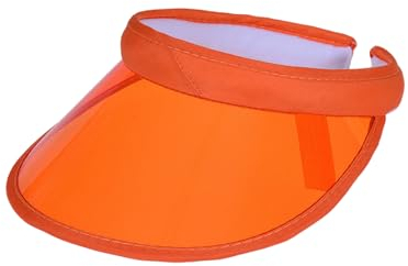 Viseras solares Unisex Neon Sun Visors para Hombres Mujeres, Viseras Plástico Pub Visera Golf Disfraces Deportes Visera Retro Sombrero de Sol para Las Mujeres los Hombres al Aire Libre (PVC, Naranja)