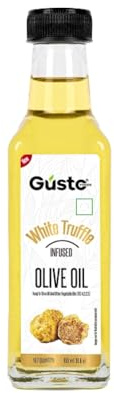 Gusto Foods Huile de Truffe Blanche 100 ml | Huile d’Olive Infusée à la Truffe | Saveur Terreuse Gourmande pour Pâtes, Pizza, Maïs Soufflé et Légumes