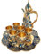 Zinc Alloy Tea Cup Set Easy to Clean Elegant Durable Vintage Turkish Tea Set with Tea Tray for Coffee Shop (Gold Blue)
