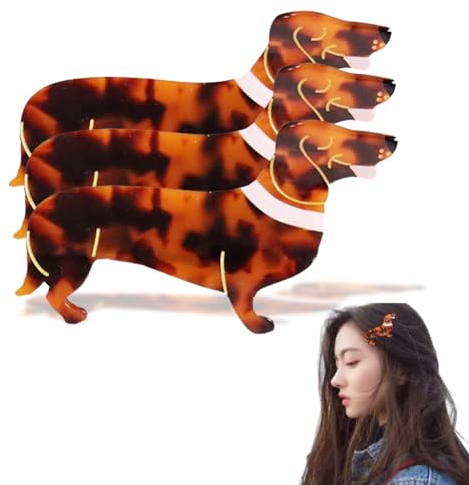Haarklammer Hund Dackel Acetat Tier Haarspangen Haarspangen Damen und Haarspangen Mädchen Klauen Clips für Mädchen Hundeliebhaber Geschenke Rutschfeste Haarspange (3 PCS)