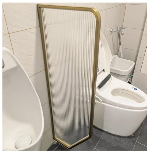 KJHYYPP Toilettentrennwand für öffentliche Toiletten, Trennwand für Herrentoiletten mit Edelstahlrahmen, durchscheinende Glasscheibe, Urinal-Sichtschutz (Gold 1ps)