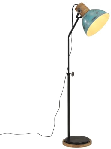vidaXL Stehleuchte, Stehlampe mit E27-Fassung, Standleuchte für Wohnzimmer Esszimmer Büro, Leselampe Deckenfluter, Industrie-Stil, 25 W Blau