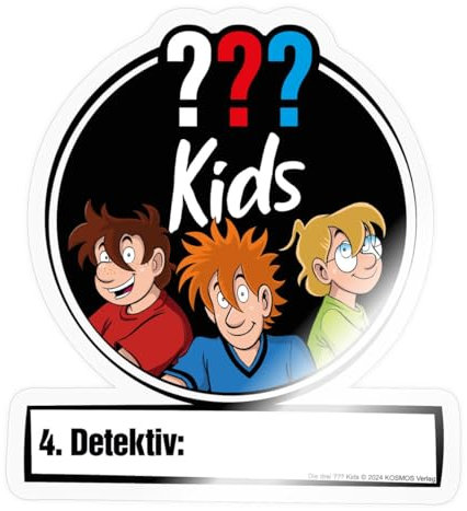 Spreadshirt Die Drei Fragezeichen Kids Detektive Personalisierbar Sticker, max. 10 x 10 cm, 10 x 10 cm, Transparent glänzend