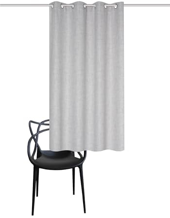 HOME WOHNIDEEN Fertigschal LINORA mit Ösen in Leinenstruktur, Blickdicht, Farbe:grau, Größe:145 x 140 cm, Anzahl:1x