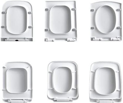Asiento de inodoro cuadrado de cierre suave, color blanco, asiento de inodoro de liberación rápida para una fácil limpieza, fijación superior simple, funda de asiento de alta resistencia, tamaño