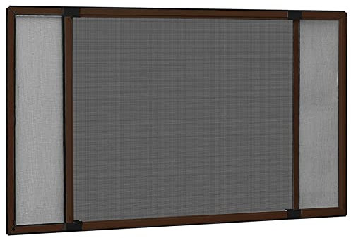 Rantry Mosquitera extensible para ventanas marrón (100-193) x 75 cm, mosquitera para puerta, cortina puerta exterior, cortina antimoscas
