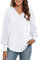 Neineiwu Bluse Damen Elegant Langarm Tops Lässig V-Ausschnitt Hemd Pullover Elegant Laternenärmel Oberteil,Weiß,L