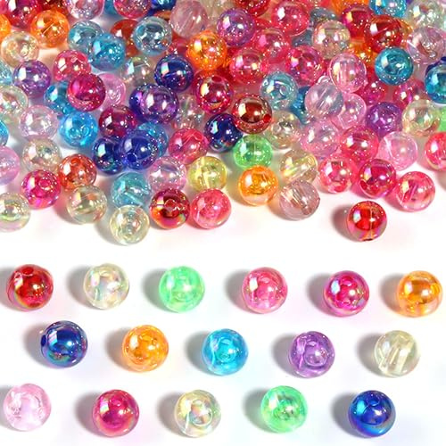 Acrylperlen, Perlen zum Auffädeln, Bunte Bastelperlen Große Perlen PerlenRund Bastelperlen zum Auffädeln für DIY Schmuckherstellung Armbänder Halsketten Basteln