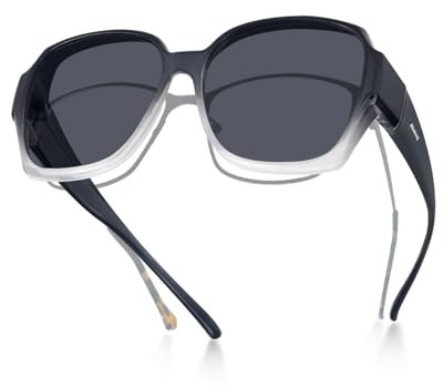 Meeloog Polarisierte Überbrille Sonnenbrille für Damen Herren, UV400 Schutz Sonnenbrille, Quadrat Übergroße Brille zum Fahren DEMST2106 (D1 Grau Rahmen/Graue Linse)