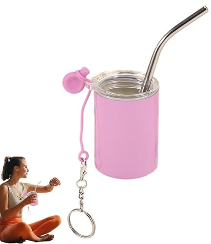 Petit verre à shot - Tasse à liqueur de voiture, verre à shot par sublimation | Verre à shot Minni en acier inoxydable avec paille, verre à shot avec couvercle de 60 g pour fêtes d'anniversaire