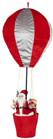 HTI living Weihnachtsmann Figur im Heißluftballon Weihnachtsdeko 97 cm zum Aufhängen Weihnachtsdekoration zum Stellen und Aufhängen