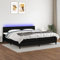 KOIECETA Boxspringbett mit Matratze LED Doppelbett Polsterbett Bett Bettrahmen Bettgestell Lattenrost Schlafzimmerbett Hotelbett Schwarz 200x200 cm Stoff