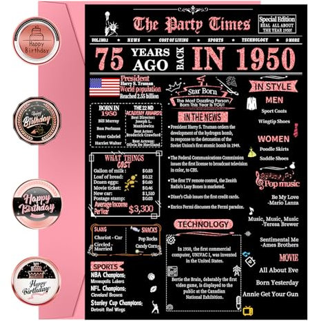 Joycard Geburtstagskarte zum 75. Geburtstag, 75. Geburtstag, Dekoration, beste 75-jährige Geburtstagsgeschenke für Frauen, Oma, Happy Birthday Karten für Mutter