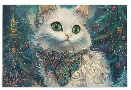1000 Pieces Jigsaw Puzzle White Cat Jigsaw Puzzles Fun Family Activity