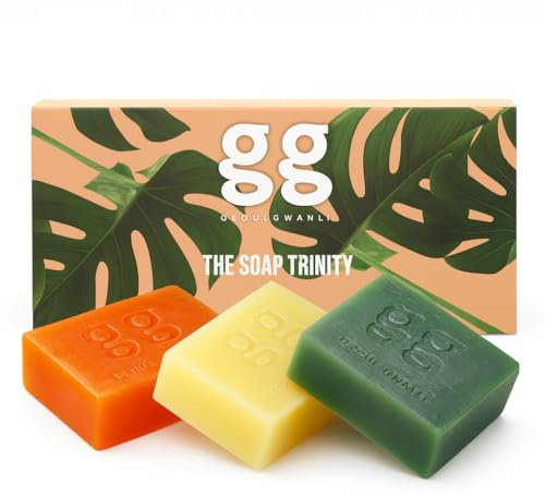 Soap Trinity – African Black Soap Gift Set | Turmeric, Kojic & Raw African Black Soaps for Bright, Nourished Skin | Natural, Eco-Friendly Skincare for All Skin Types (XMAS GIFT)