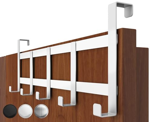 4smile Türgarderobe zum Einhängen - Universelle Türhaken für deutsche Türen, Kleiderhaken Tür - Stabile Türhakenleiste, Haken zum Einhängen als Ordnungshelfer, Fb. Weiß