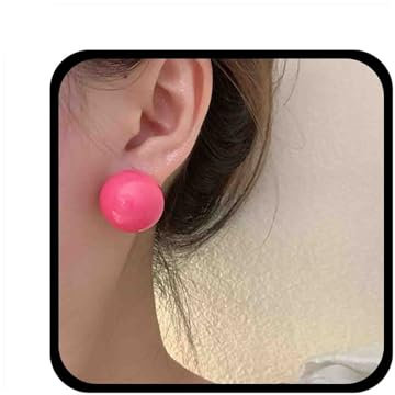 Enautoabs Vintage Caramella Multi Colore Rotondo Imitazione Perla Palla Orecchini - Dichiarazione Grande Rosa