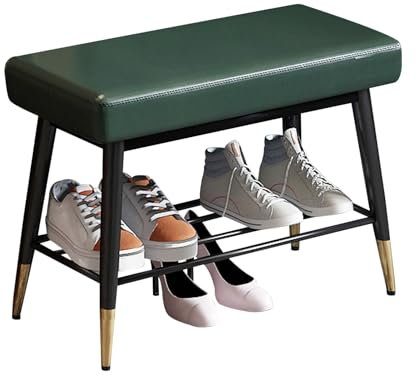 Schwarze Metall-Schuhbank mit Stauraum und Sitzfläche für Flur und Bettbank
