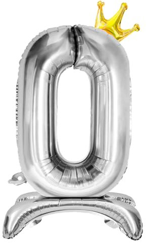 Luftballon 0-9 Geburtstag, Stehend Folienballon 0-9 Zahlen Luftballon Silber 32/81cm Folienballon Geburtstag Deko Junge Mädchen