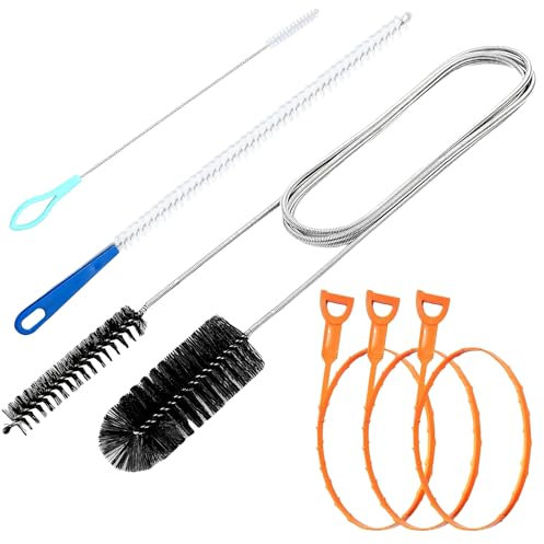 Drain Snake Unblocker, Drain Unblocker Tools, 200CM Flexible Double Ended Nylon Pipe Radiator Cleaner Brush and Sink Unblocker Brush for Kitchen Bathroom Shower Plug Hole(6 Pack)